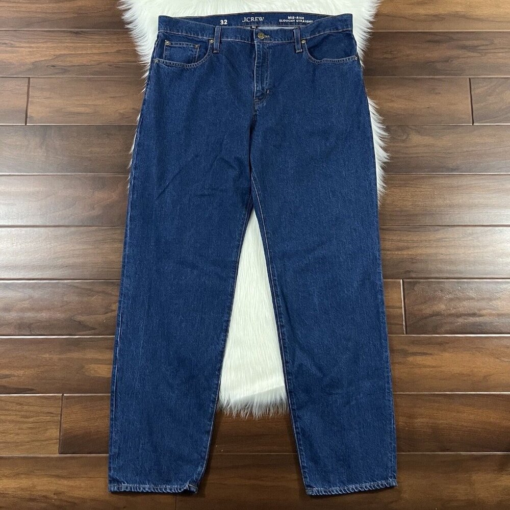 J. Crew Size 32 Primerose Wash‎ Mid Rise Slouchy Straight Dad Denim Jeans